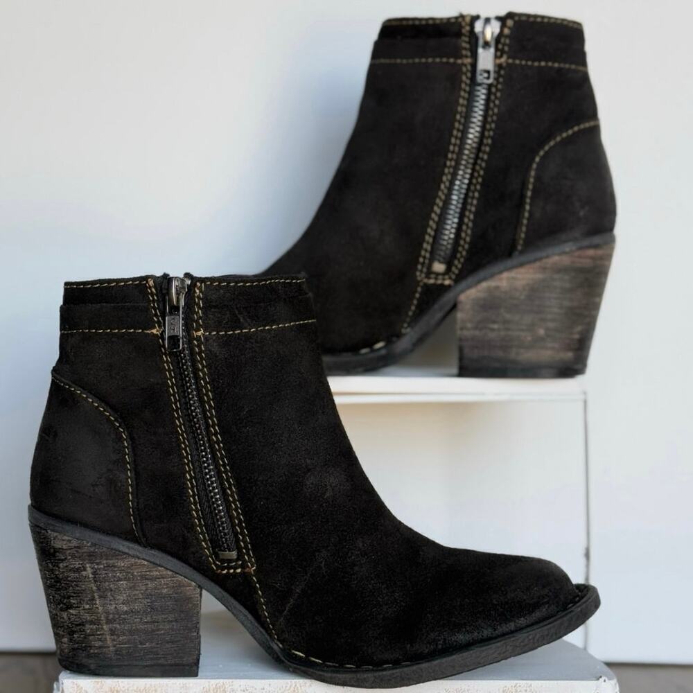 Born Women's Black Alana Dual Zip Bootie Size 7.5/38
